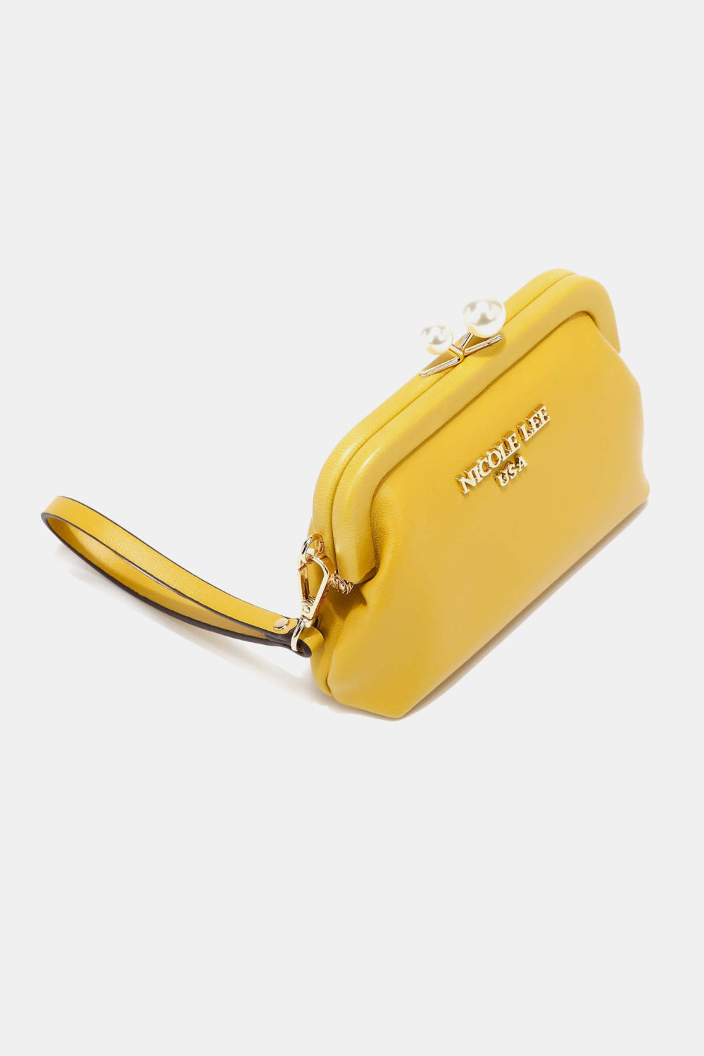 Nicole Lee USA Elsie Vegan Leather Wristlet Strap Pearl Coin Purse