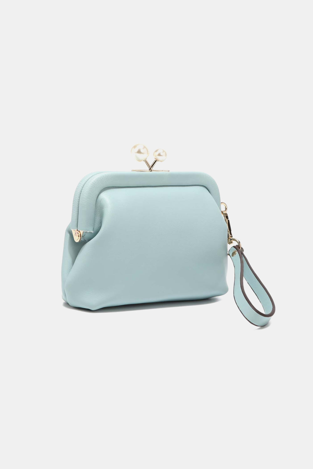 Nicole Lee USA Elsie Vegan Leather Wristlet Strap Pearl Coin Purse