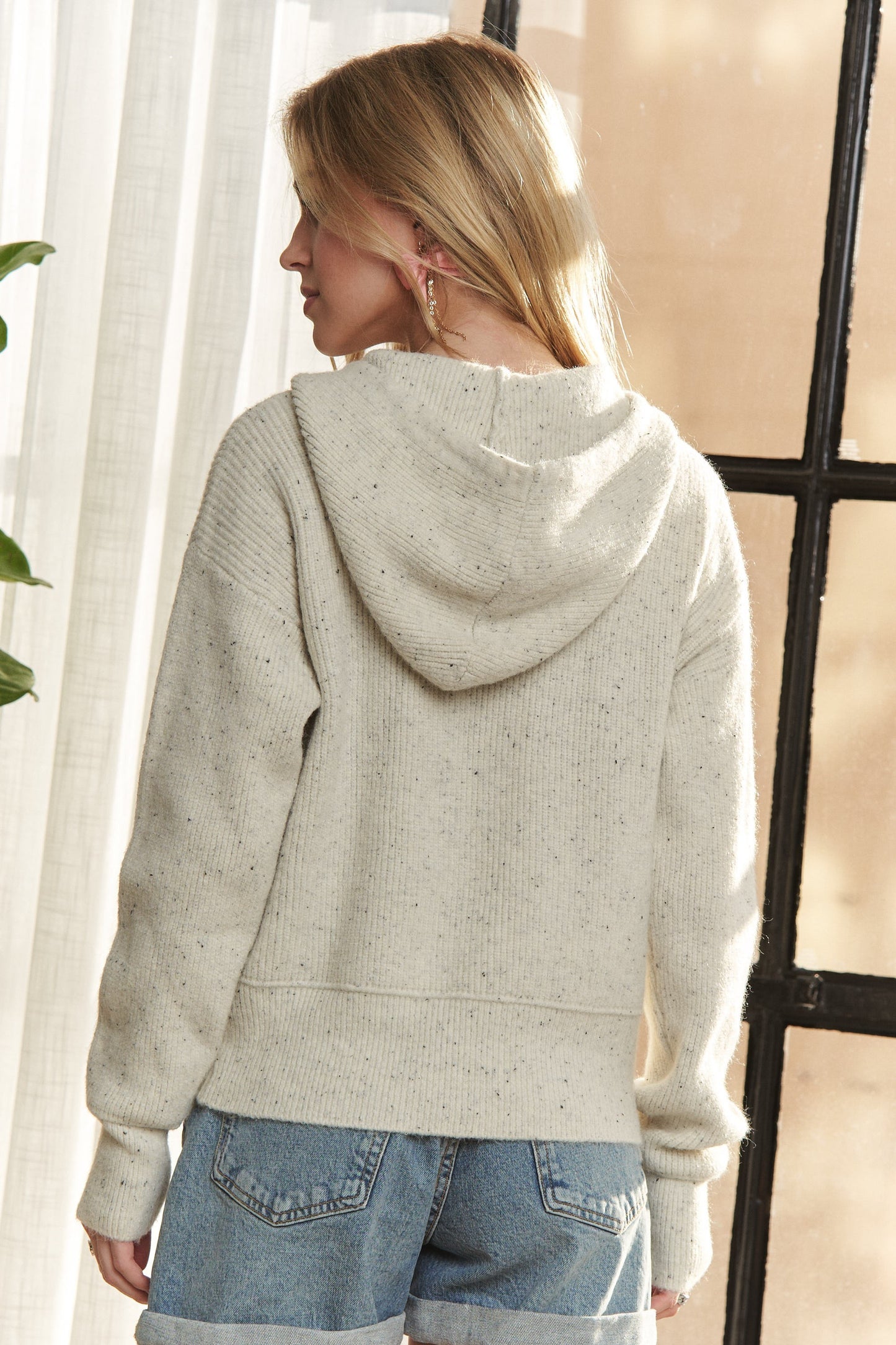 ADORA Hoodie Relaxed Fit Ribbed Cuffs Sweater Cardigan