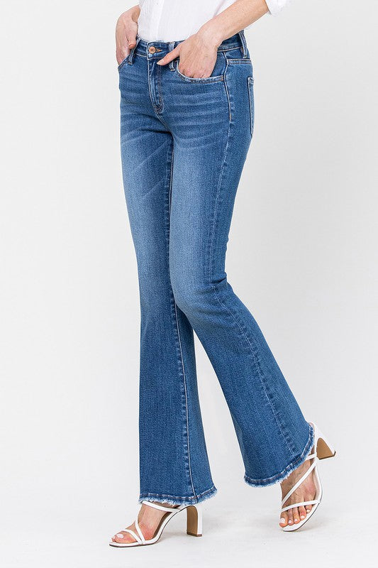 VERVET Kira Kira Mid Rise Zipper Fly Stretchy Flare Denim Jeans