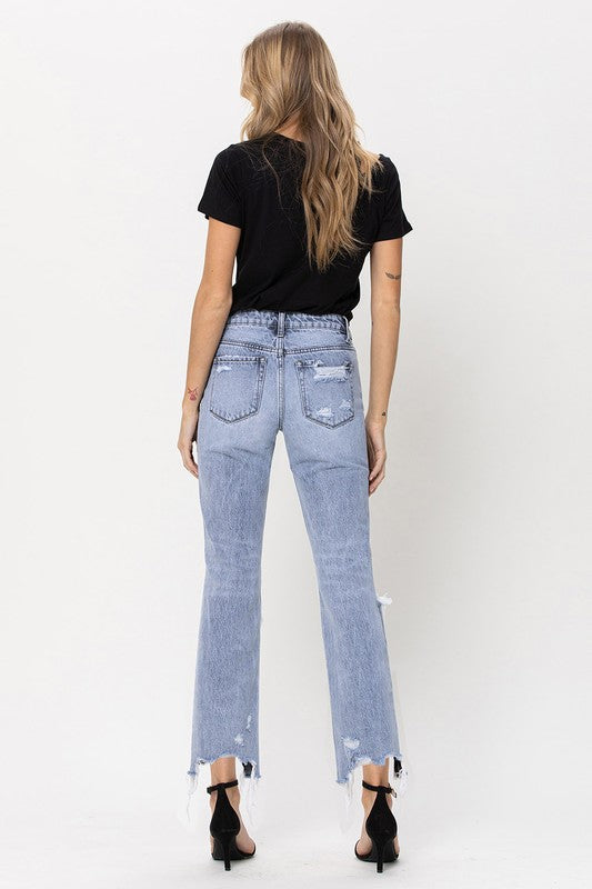VERVET Blue Melody Super High Rise 90's Vintage Straight Crop Jeans