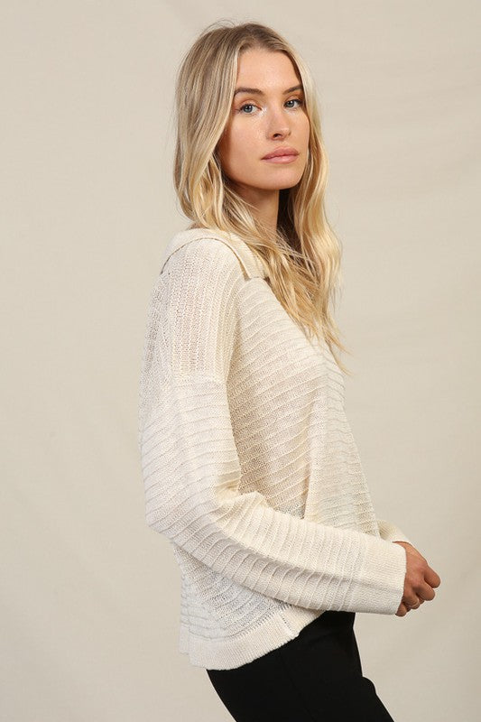 Lumiere Relaxed Fit Long Sleeves Collared Shirt Sweater