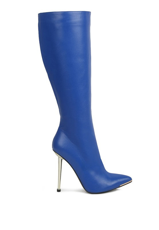 LONDON RAG Hale Faux Leather Pointed Heel Calf Boots