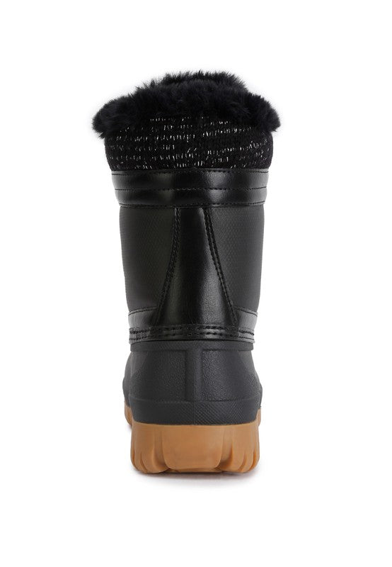 LONDON RAG Capucine Fur Collar Contrasting Lug Sole Boots
