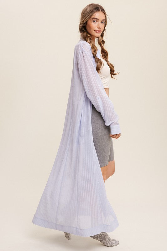 LISTICLE Loose Fit Long Sleeves Button Down Shirt Maxi Dress