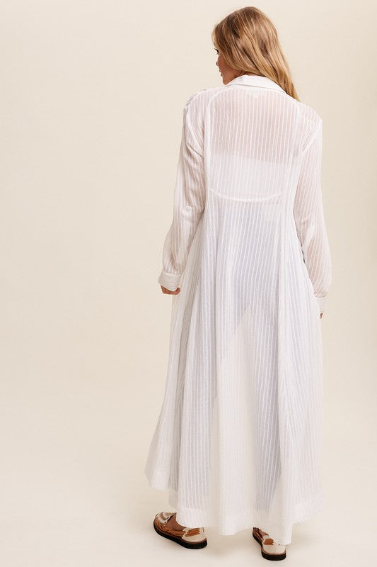 LISTICLE Loose Fit Long Sleeves Button Down Shirt Maxi Dress