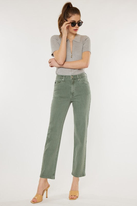 KANCAN Ultra High Rise 90's Vintage Olive Straight Jeans