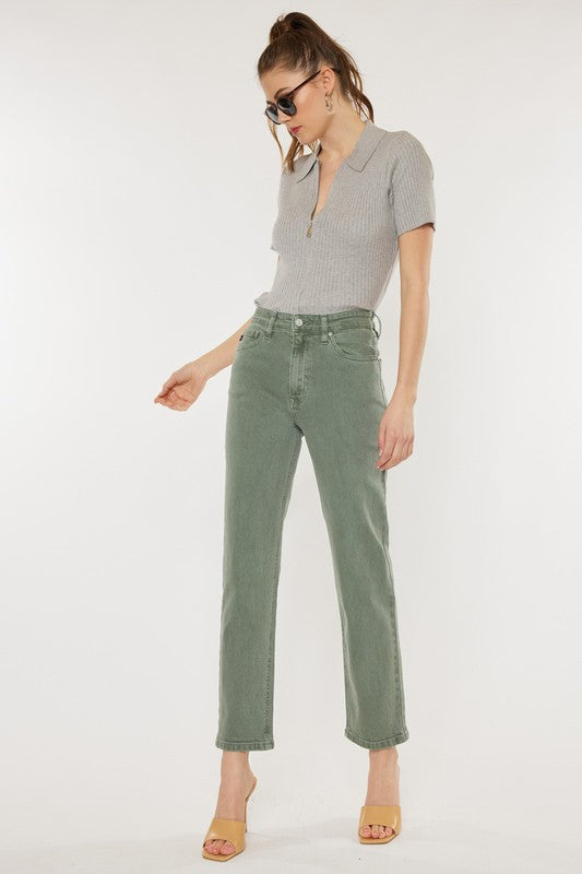 KANCAN Ultra High Rise 90's Vintage Olive Straight Jeans