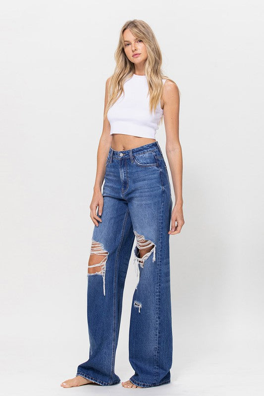 VERVET Cycle Of City 90's Vintage Distressed High Rise Loose Wide Leg Jeans