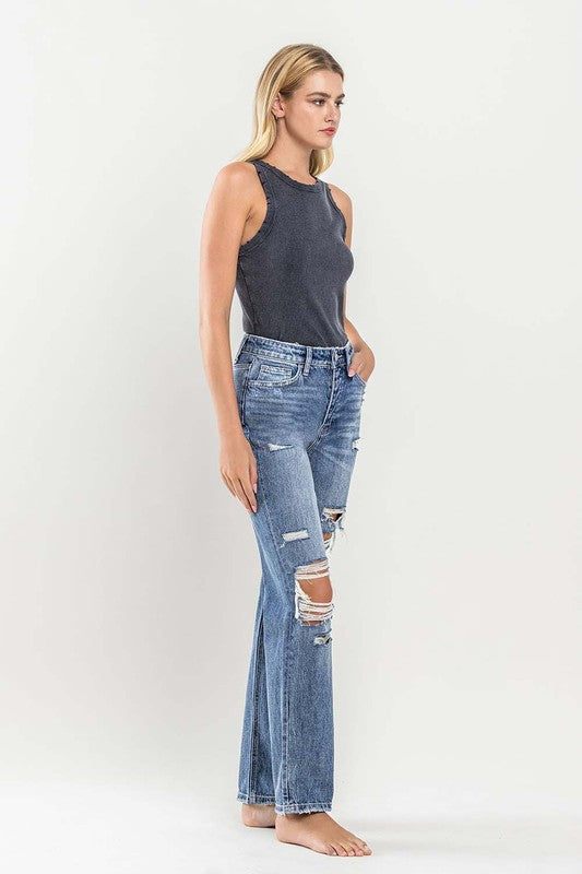 Flying Monkey Mase 90's Vintage High Rise Distressed Zip Fly Slim Straight Jeans