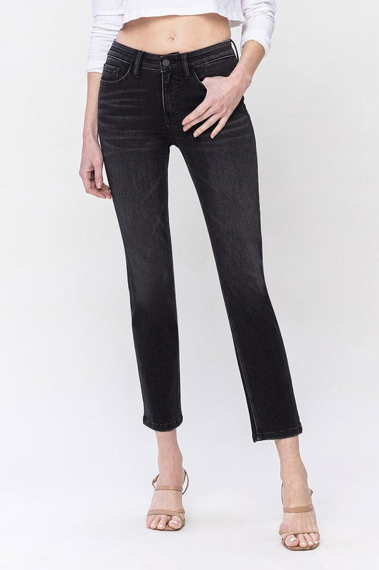 VERVET Fairly Mid Rise Zipper Fly Ankle Slim Straight Jeans