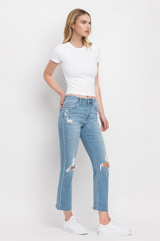 Flying Monkey Lani High Rise Distressed Cropped Straight Jeans