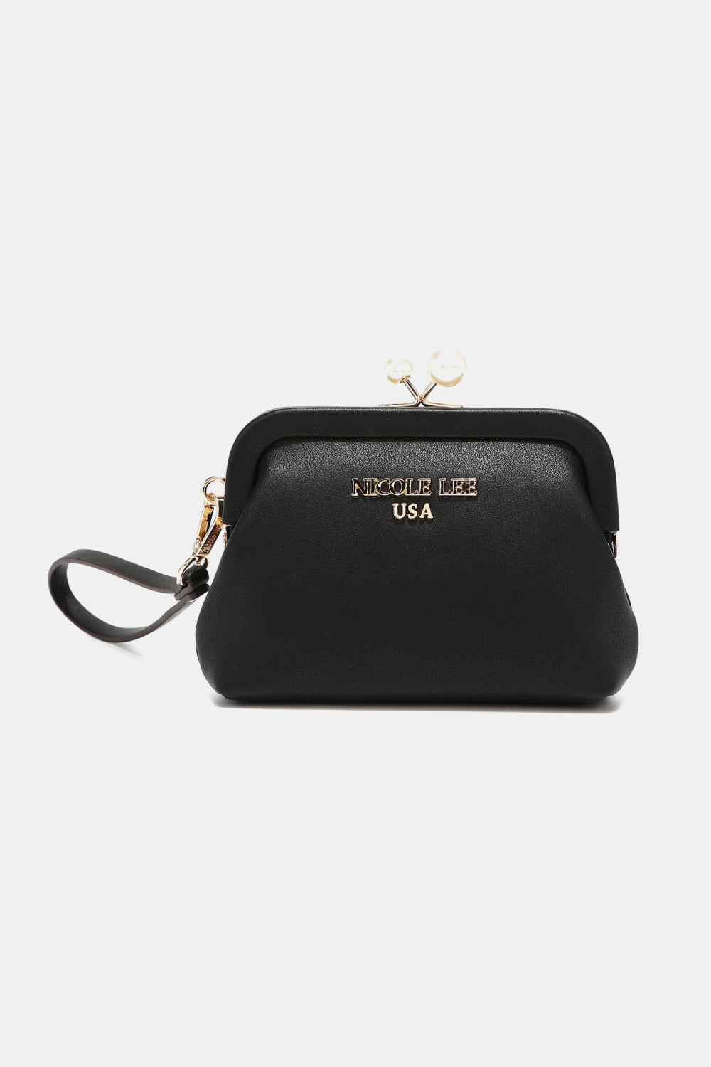 Nicole Lee USA Elsie Vegan Leather Wristlet Strap Pearl Coin Purse