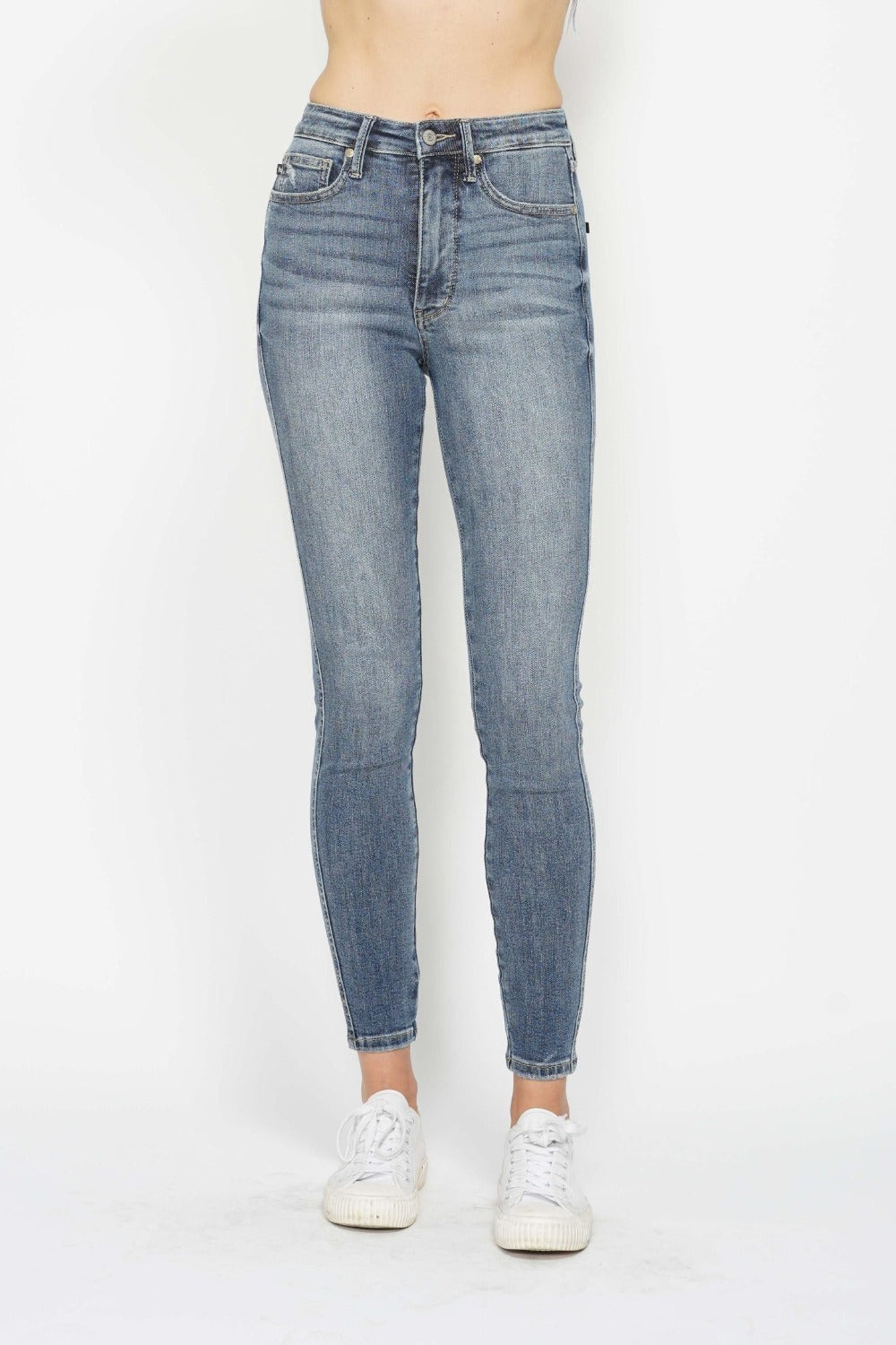 Judy Blue High Rise Tummy Control Contrast Wash Stretchy Skinny Denim Jeans