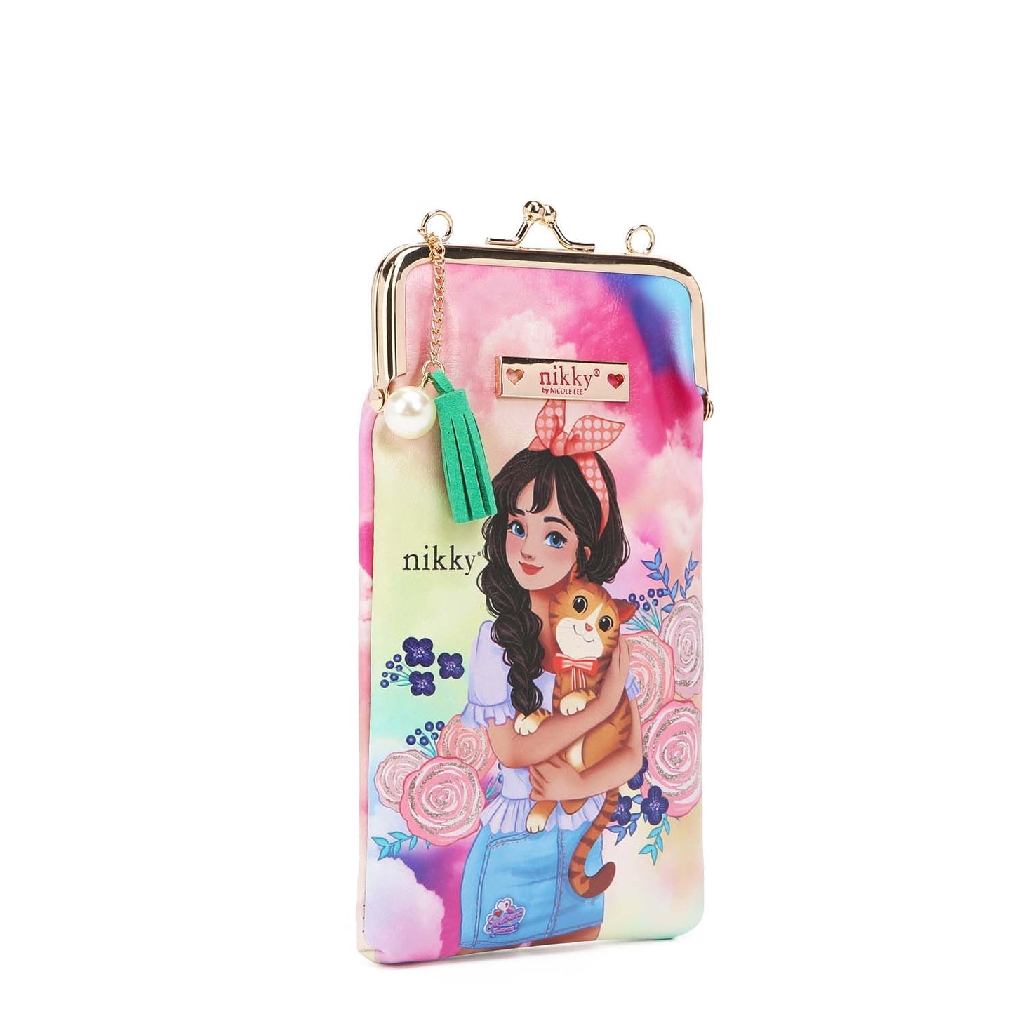 Nicole Lee USA Nikky Kisslock Closure Printed Eco-Leather Phone & Sunglass Purse