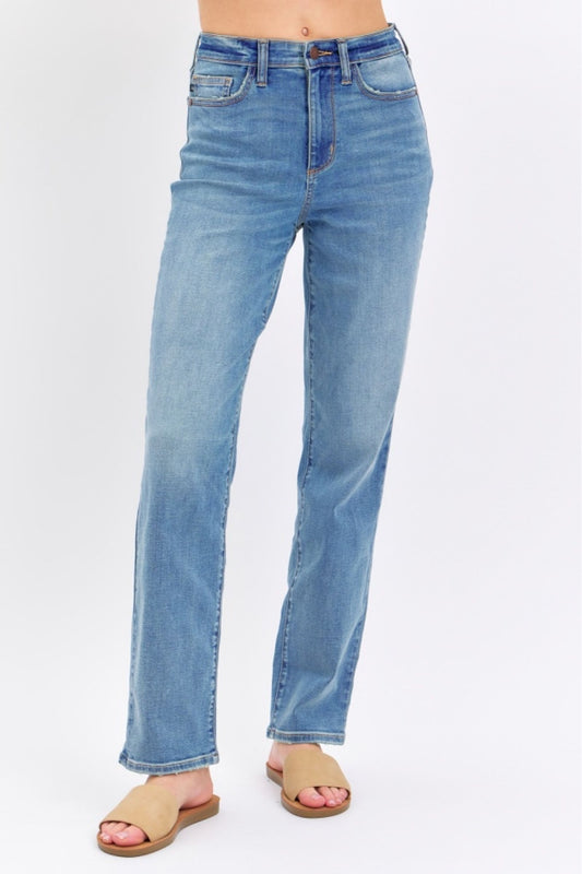 Judy Blue Full Size High Waist Stretch Zipper Fly Straight Jeans