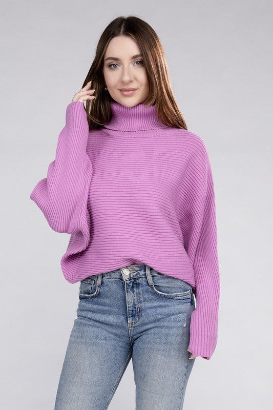 ZENANA Viscose Dolman Sleeves Turtleneck Sweater