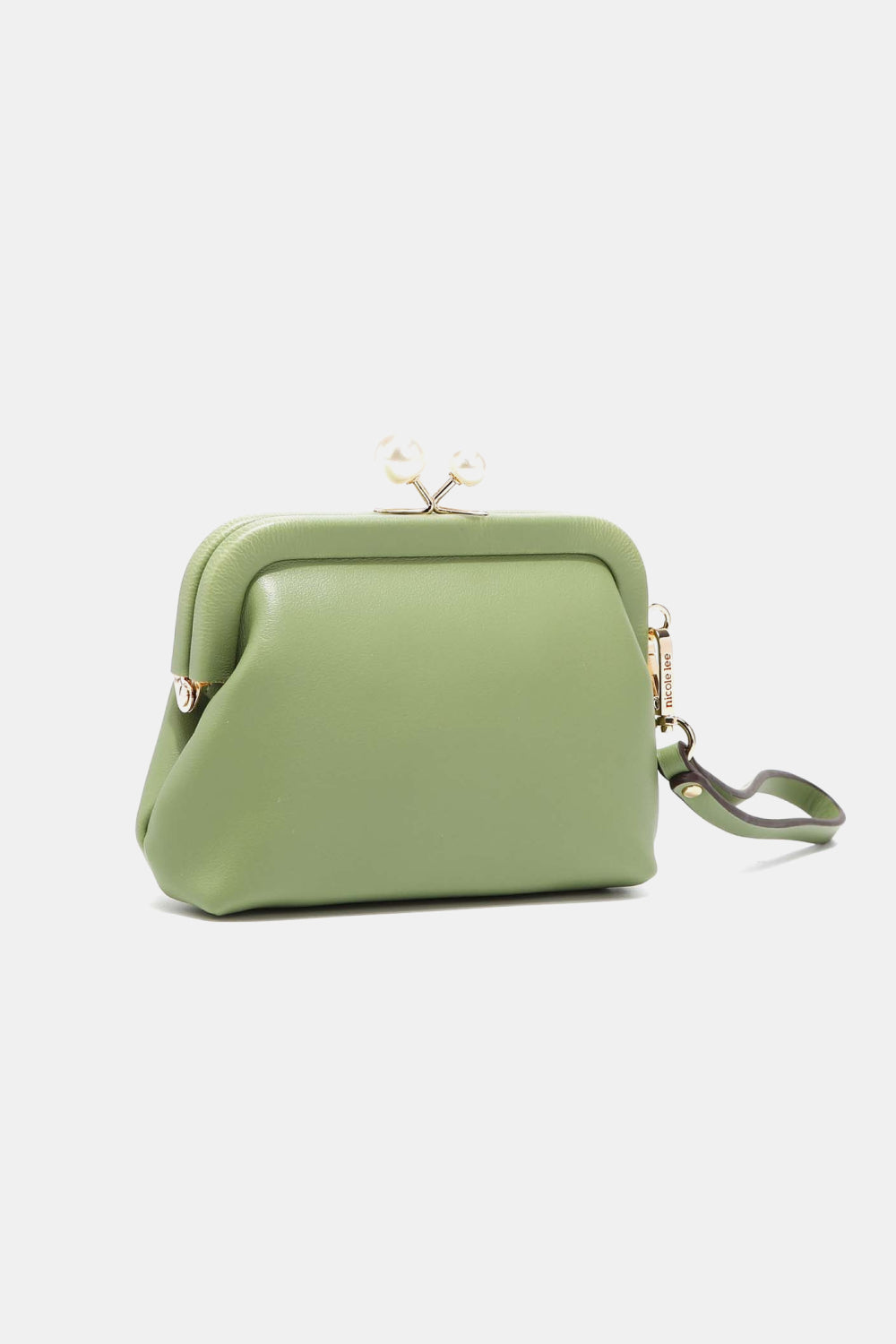 Nicole Lee USA Elsie Vegan Leather Wristlet Strap Pearl Coin Purse