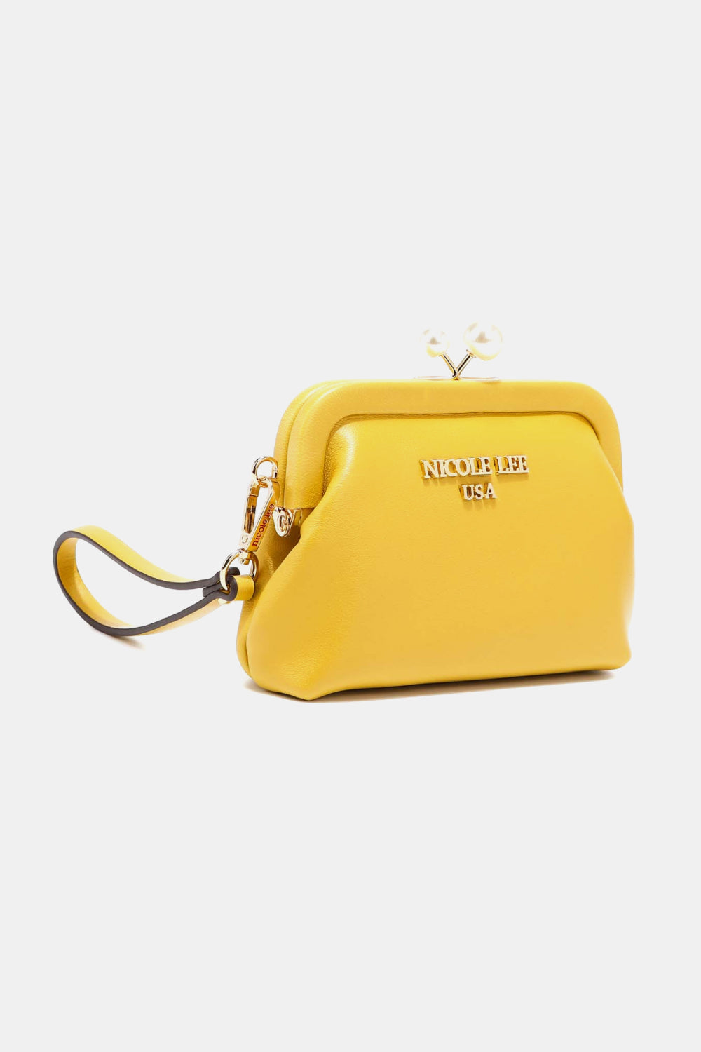 Nicole Lee USA Elsie Vegan Leather Wristlet Strap Pearl Coin Purse