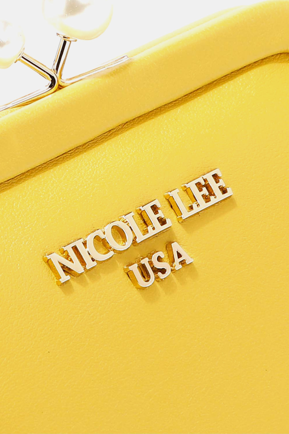 Nicole Lee USA Elsie Vegan Leather Wristlet Strap Pearl Coin Purse