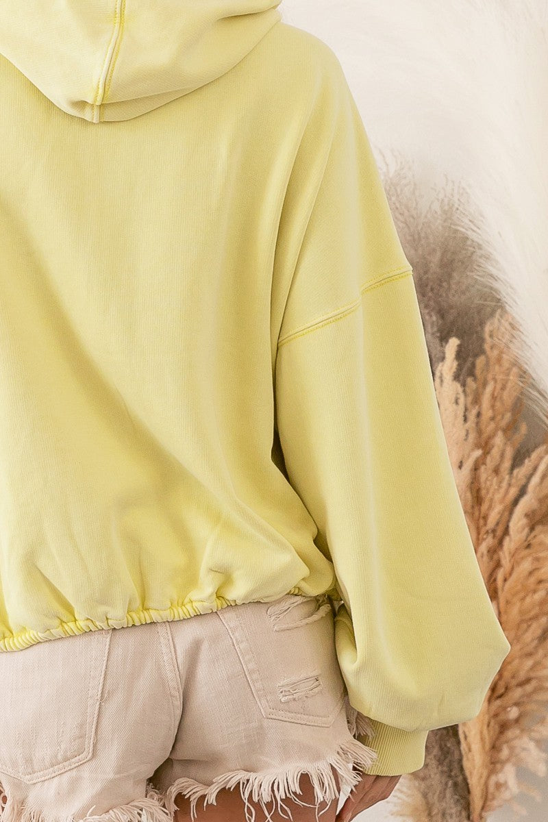 BiBi Stitch Detailed Elastic Hem Half Zip Fleece Hooded Sweatshirt | Terracotta