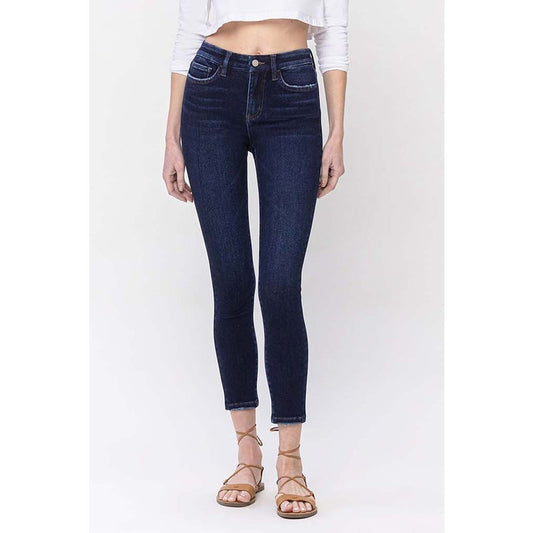 VERVET Lively High Rise Dark Wash Zip Fly Ankle Skinny Denim Jeans | Size 25