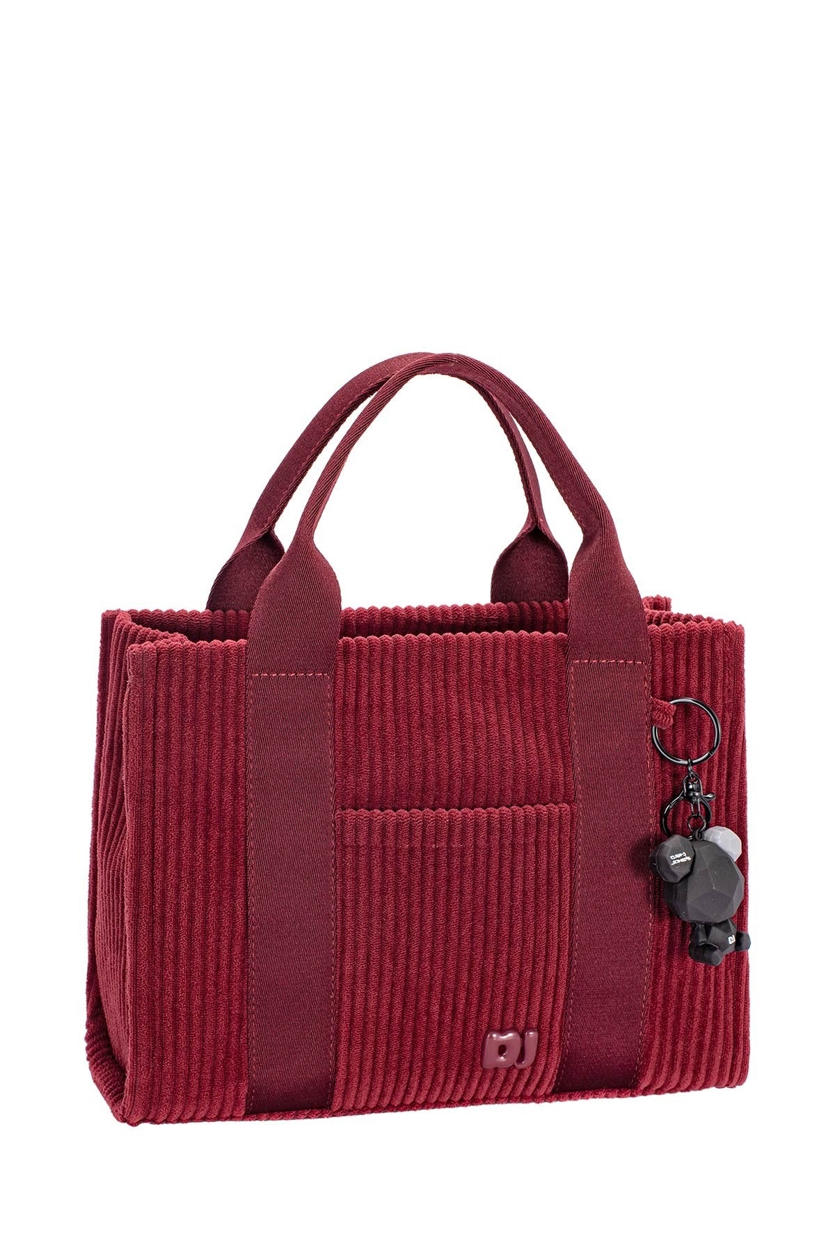 David Jones Corduroy Charm Detail Included Zipper Closure Handbag | Windsor Wine