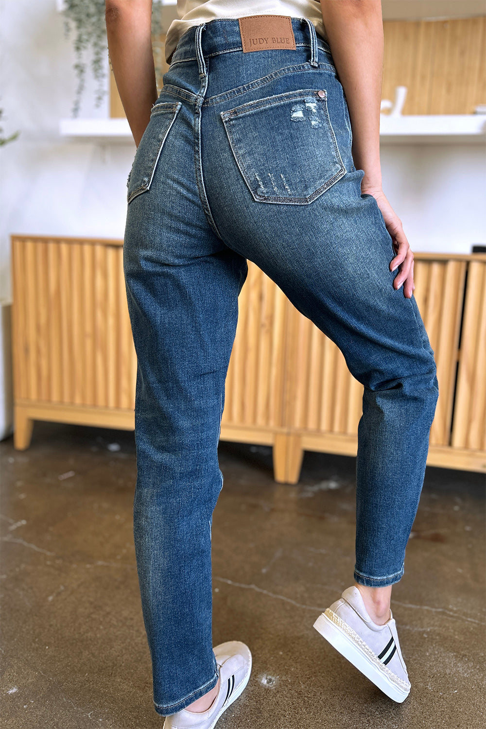 Judy Blue Tummy Control High Waist Dark Washed Stretch Slim Ankle Denim Jeans