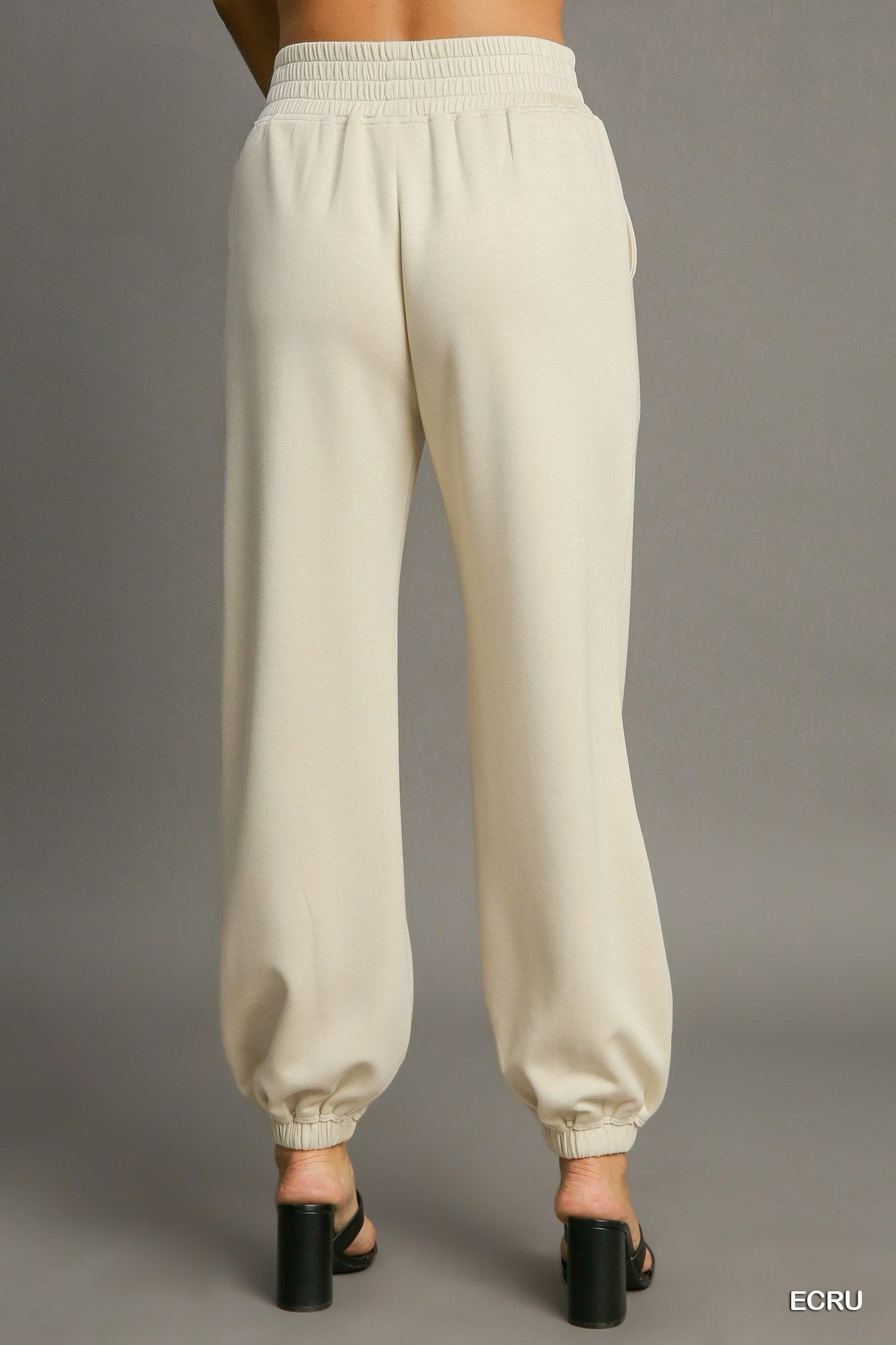 Umgee Drawstring Front Seam Detail Side Pockets Relaxed Jogger Pants | Midnight