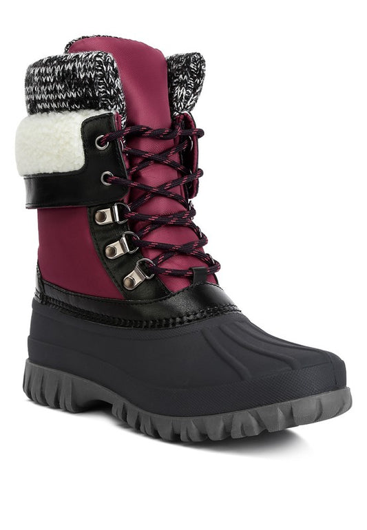 LONDON RAG Delphine Knitted Collar Lace Up Boots