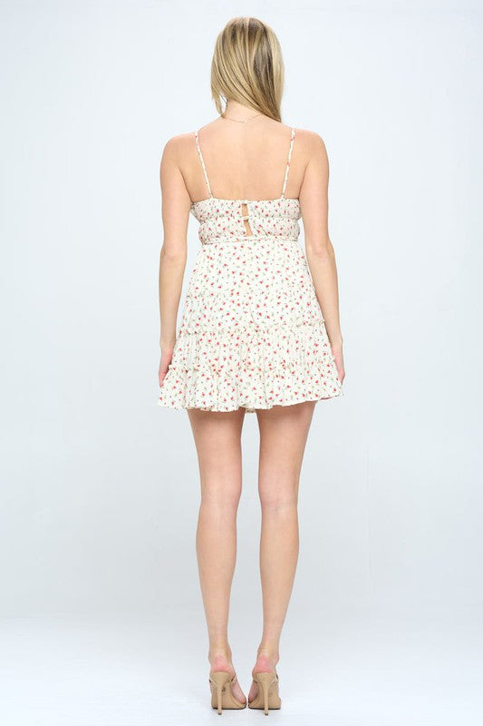 ONE & ONLY Floral Print Ruffle Elastic Waistband Cami Mini Dress