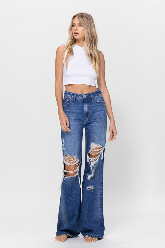 VERVET Cycle Of City 90's Vintage Distressed High Rise Loose Wide Leg Jeans