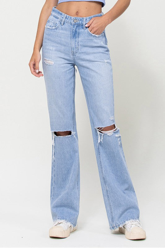 VERVET Western Promise 90's Vintage Distressed High Rise Flare Jeans