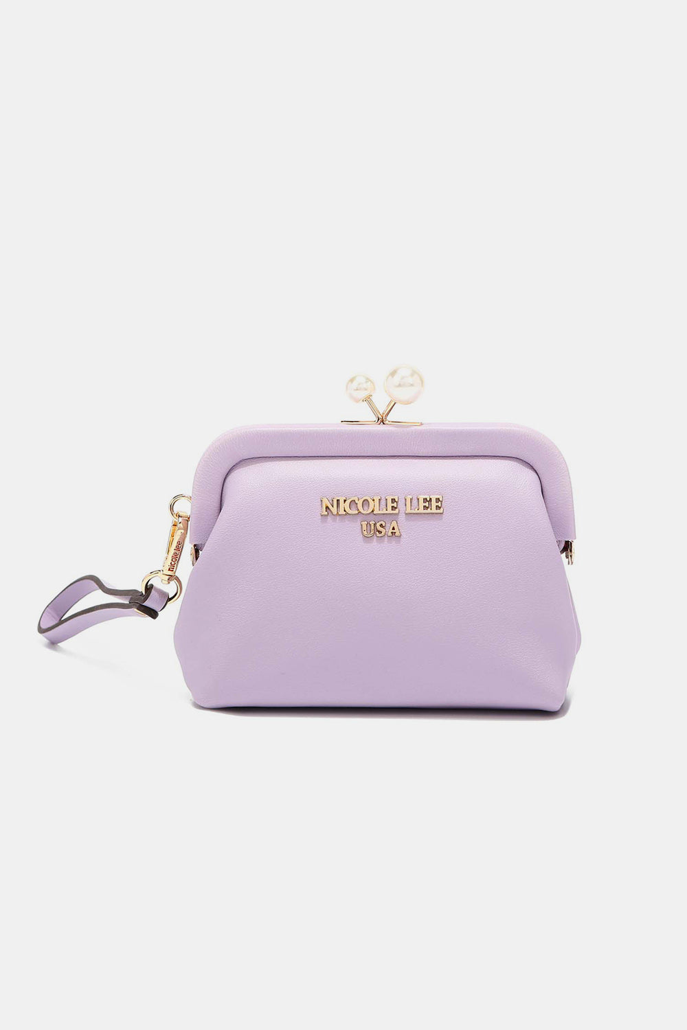 Nicole Lee USA Elsie Vegan Leather Wristlet Strap Pearl Coin Purse