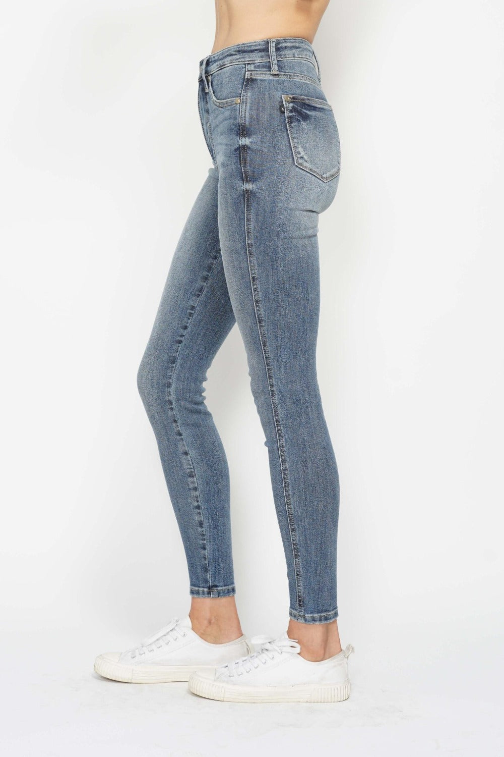 Judy Blue High Rise Tummy Control Contrast Wash Stretchy Skinny Denim Jeans