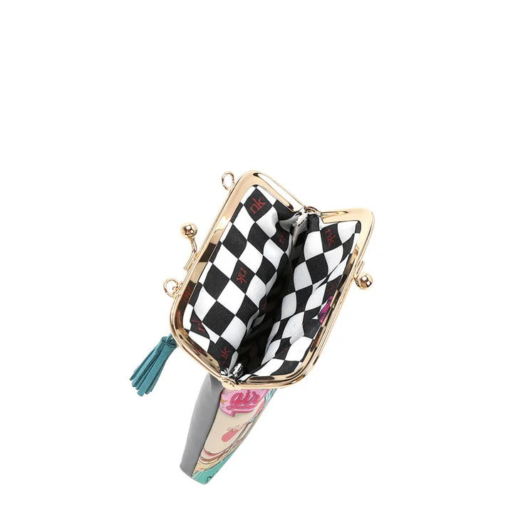 Nicole Lee USA Nikky Kisslock Closure Printed Eco-Leather Phone & Sunglass Purse