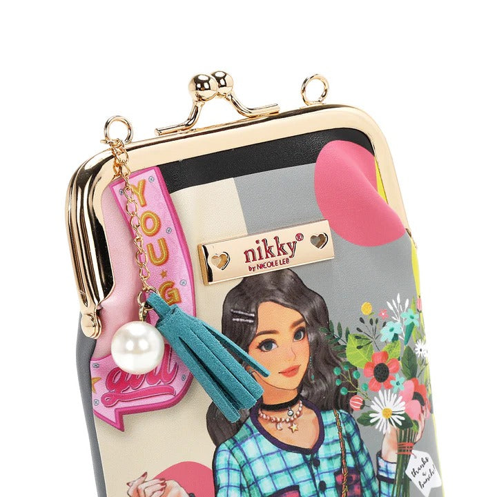 Nicole Lee USA Nikky Kisslock Closure Printed Eco-Leather Phone & Sunglass Purse