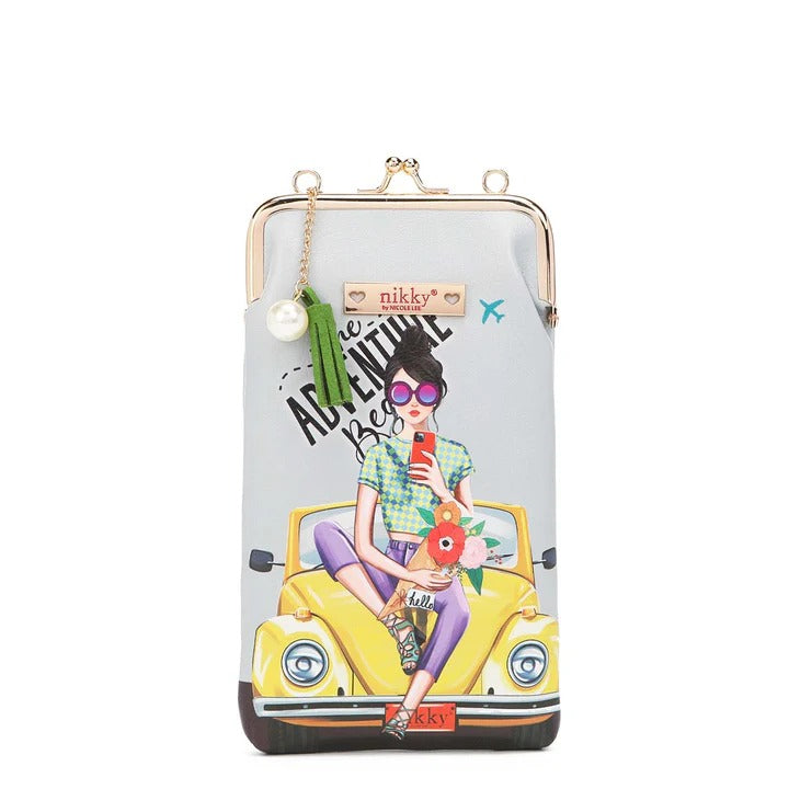 Nicole Lee USA Nikky Kisslock Closure Printed Eco-Leather Phone & Sunglass Purse