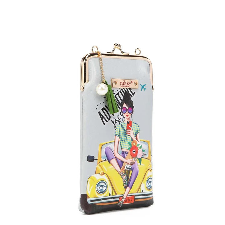 Nicole Lee USA Nikky Kisslock Closure Printed Eco-Leather Phone & Sunglass Purse