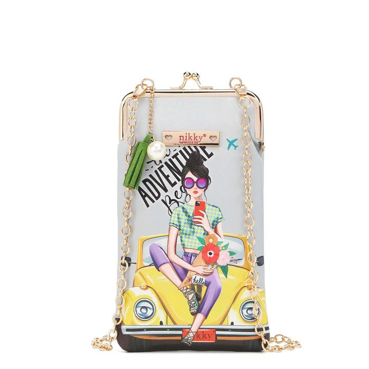 Nicole Lee USA Nikky Kisslock Closure Printed Eco-Leather Phone & Sunglass Purse
