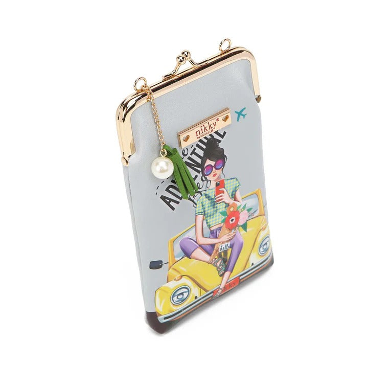 Nicole Lee USA Nikky Kisslock Closure Printed Eco-Leather Phone & Sunglass Purse