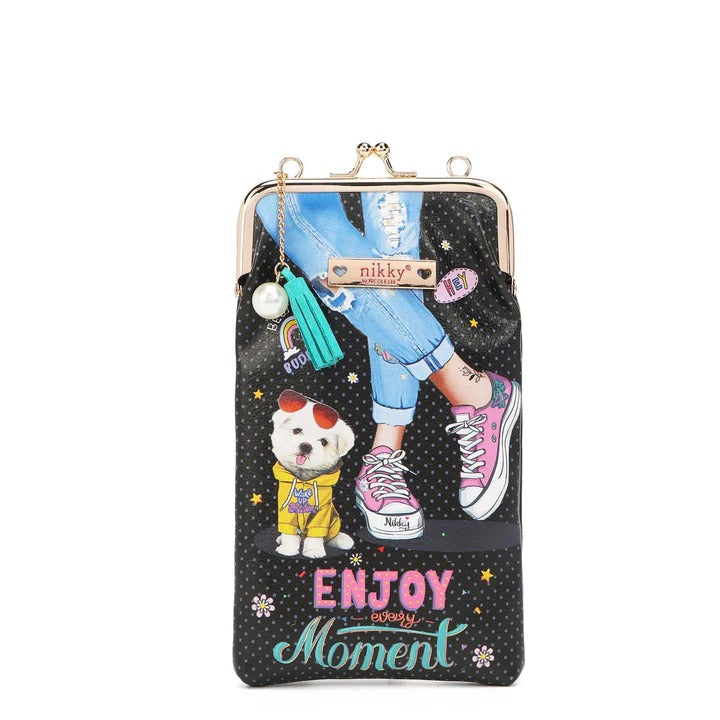Nicole Lee USA Nikky Kisslock Closure Printed Eco-Leather Phone & Sunglass Purse