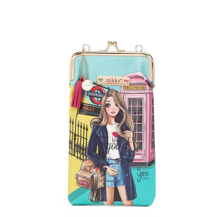 Nicole Lee USA Nikky Kisslock Closure Printed Eco-Leather Phone & Sunglass Purse