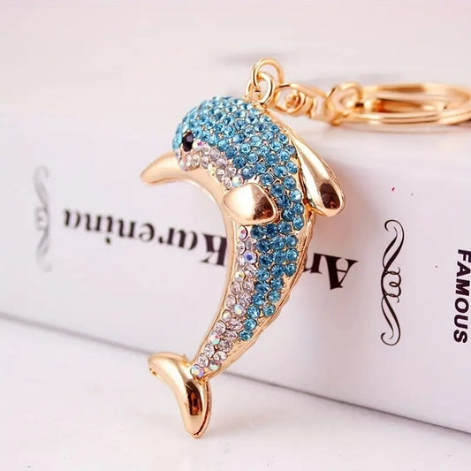 🌟Rhinestone Dolphin Keychain Metal Key Ring, Bag Charm, Car Accessory