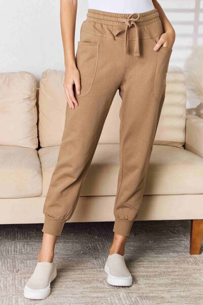 RISEN High Rise Relaxed Drawstring Waist Pocketed Joggers