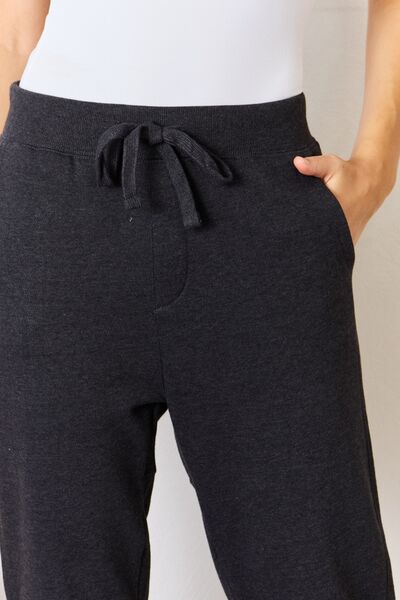RISEN Soft Knit Drawstring Pocketed Cropped Joggers