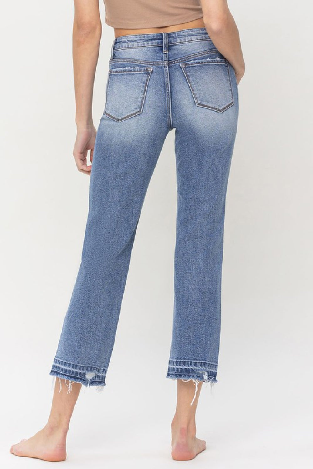 Lovervet by VERVET Full Size Lena High Rise Crop Straight Jeans