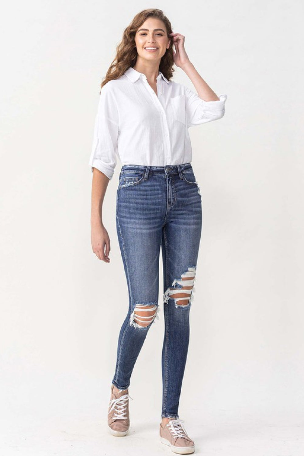 Lovervet by VERVET Hayden Full Size High Rise Distressed Skinny Jeans