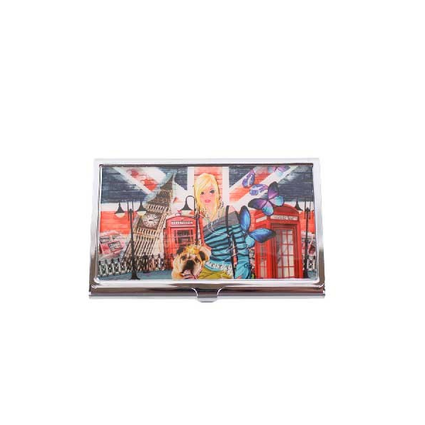 Nicole Lee USA Exclusive Premium Print Snap Closure Metallic Business Card Case