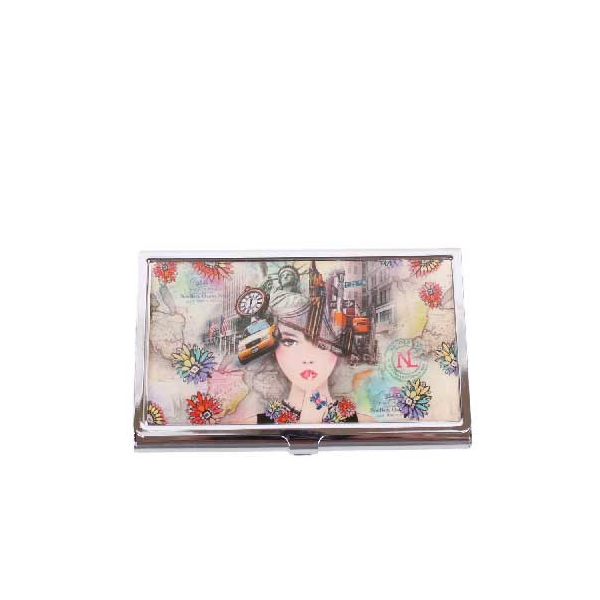 Nicole Lee USA Exclusive Premium Print Snap Closure Metallic Business Card Case